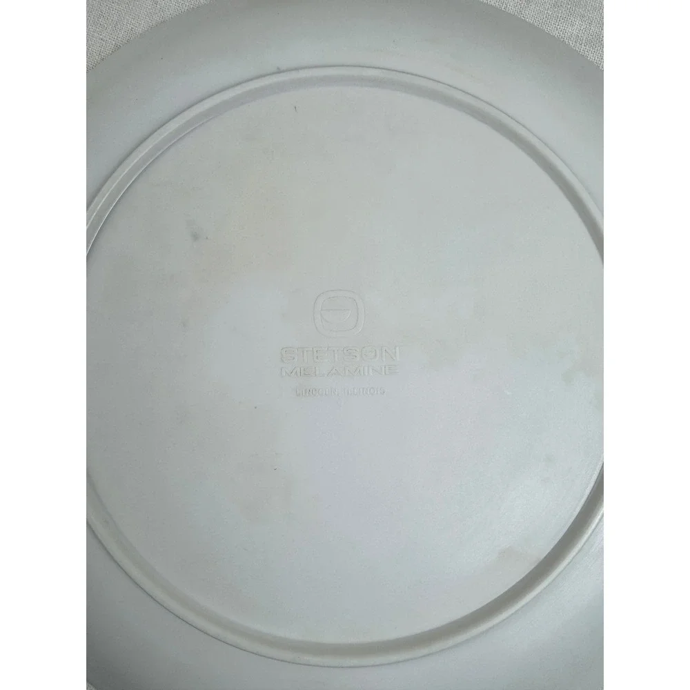 Vintage Stetson Melamine Dinner Plates Set of 4 Autumn Leaves MCM White 10 Inch